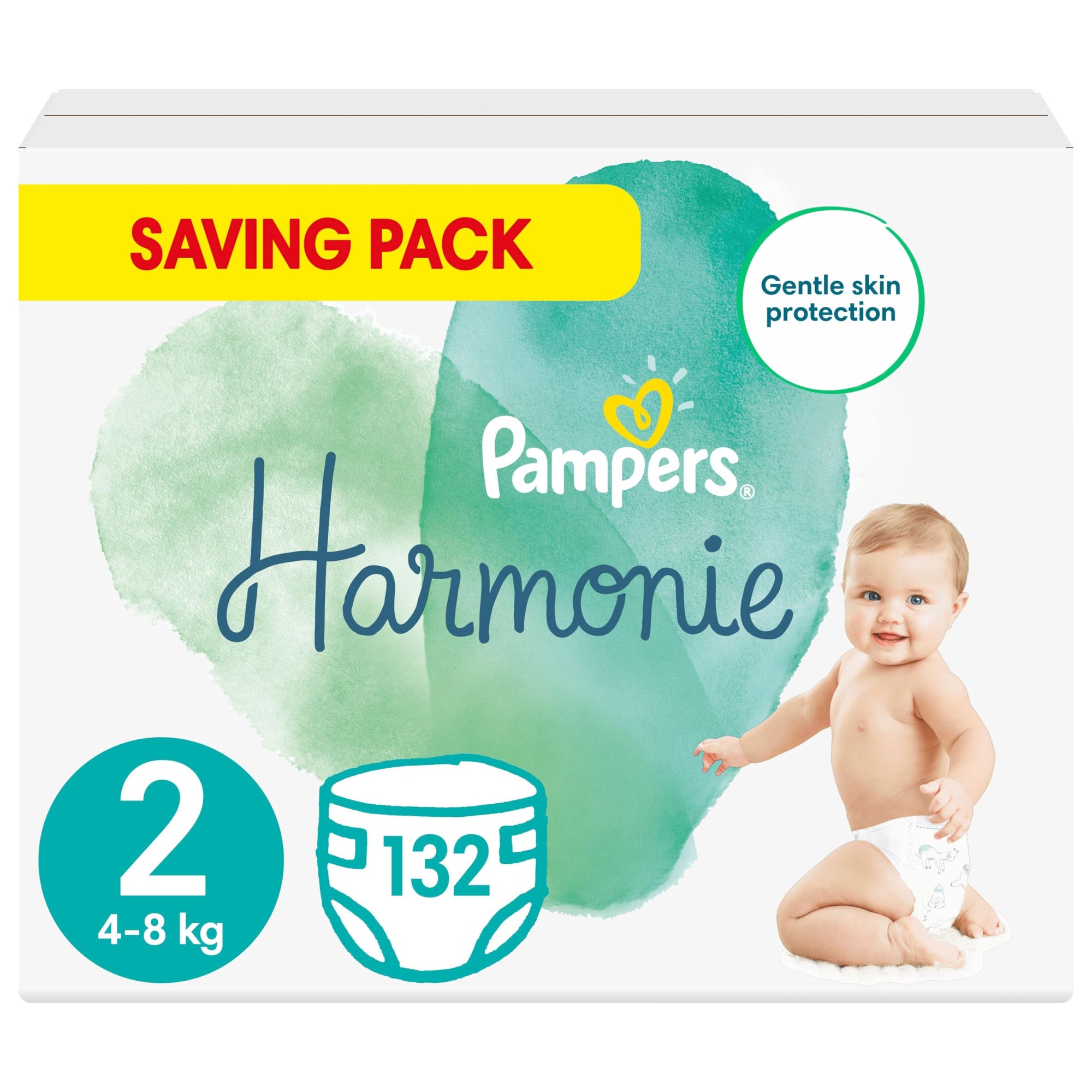 Pampers Harmonie Nappies Size 2, 4kg-8kg, 132 Nappies