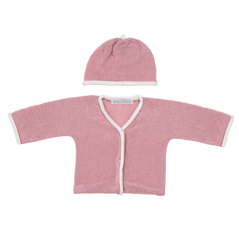 Anita's House Fine Merino Trim Cardigan and Hat