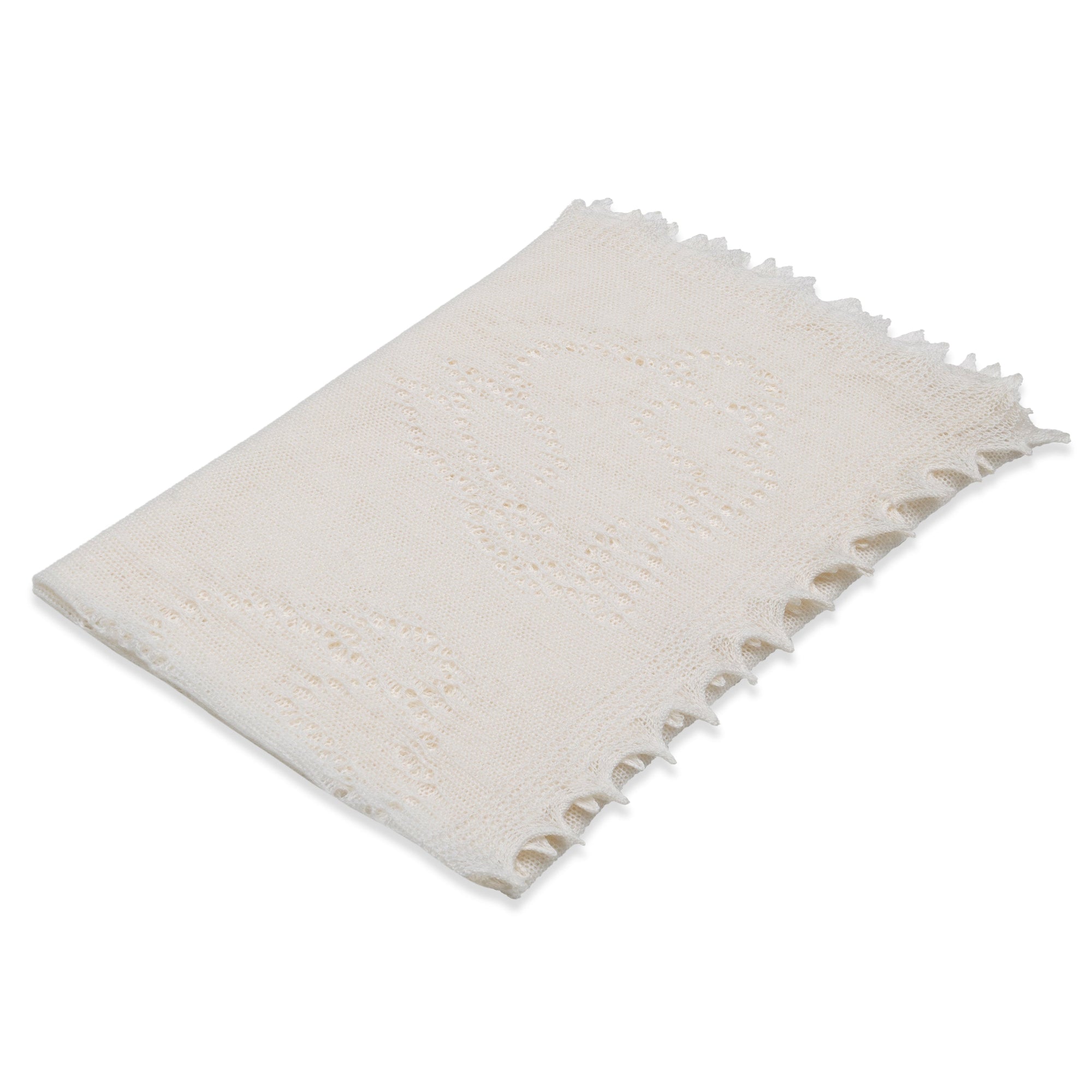 Anita's House Merino Lace Edge Bunny Shawl - Ivory