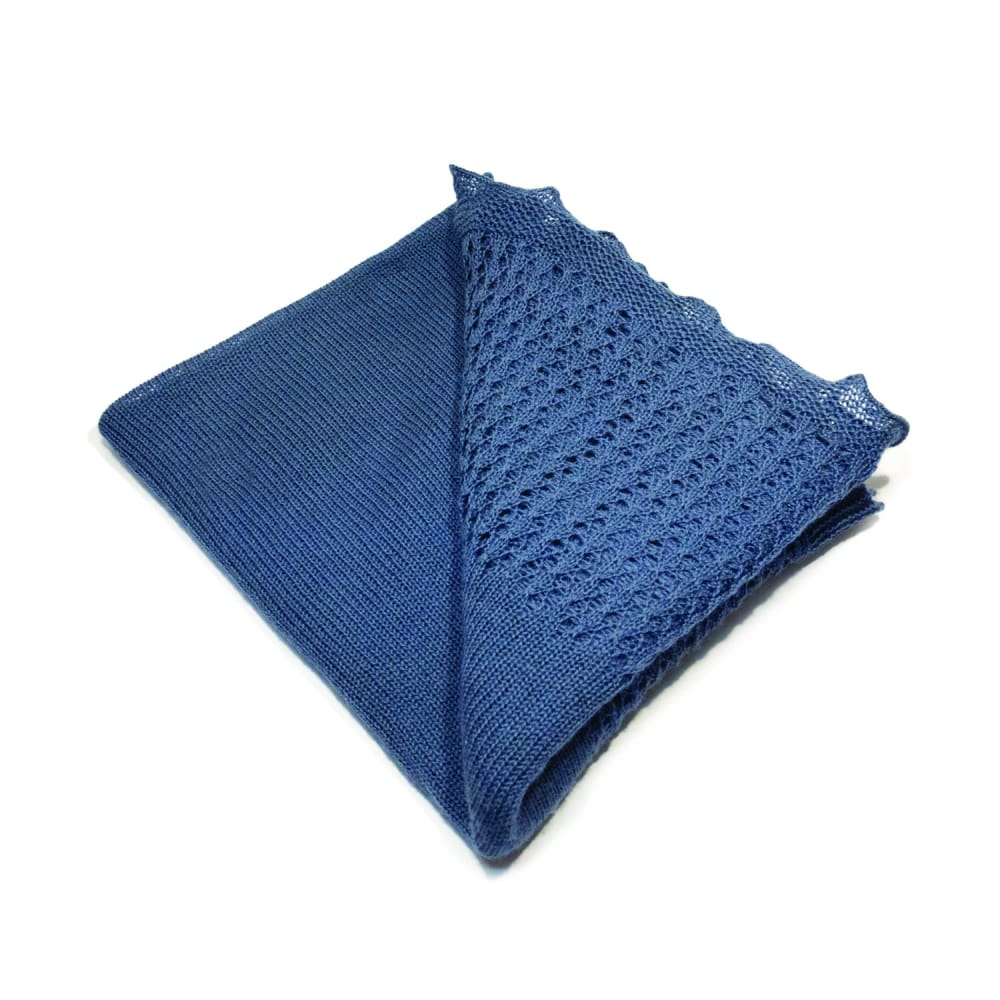 Anitas House Merino Lace Edge Shawl Denim Blue Baby