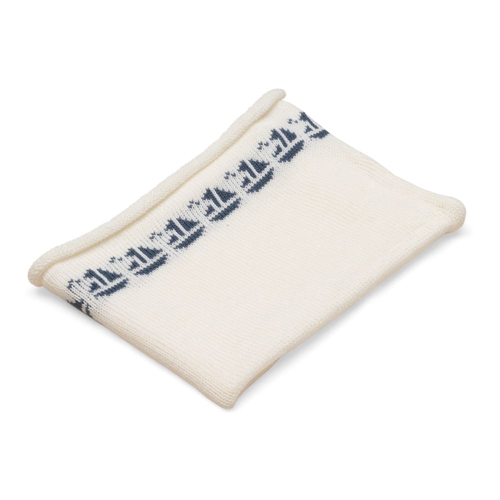 Anitas House Merino Sailing Away Shawl Ivory With Denim Baby