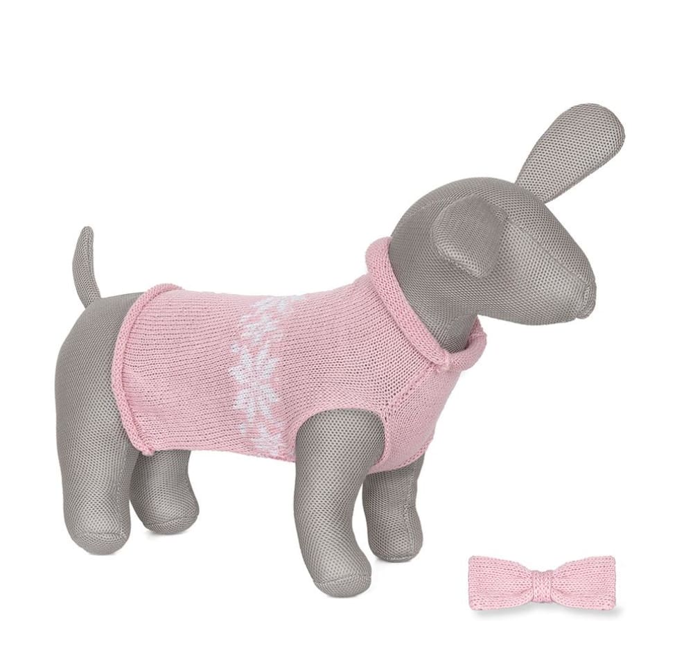 Anitas House Merino Snowflake Dog Jumper Soft Pink Doggy