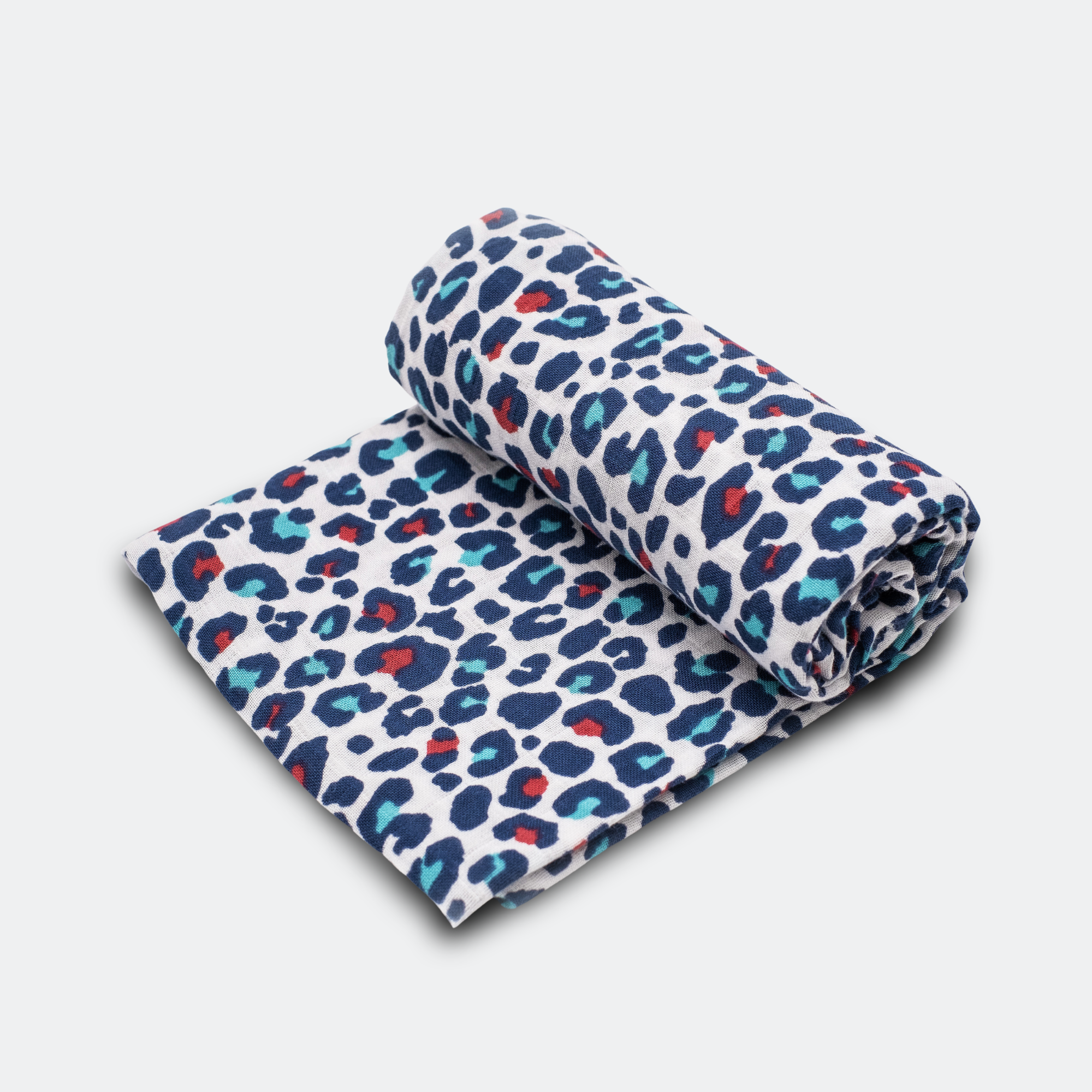 Etta Loves XL BLUE LEOPARD MUSLIN - for 5+ month old babies