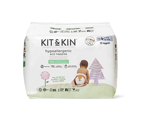 Kit & Kin Premium Eco Nappies, Size 4, (128 Nappies)