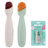 BEABA, Set of 2 1st Age Baby Spoons - Different Texturees