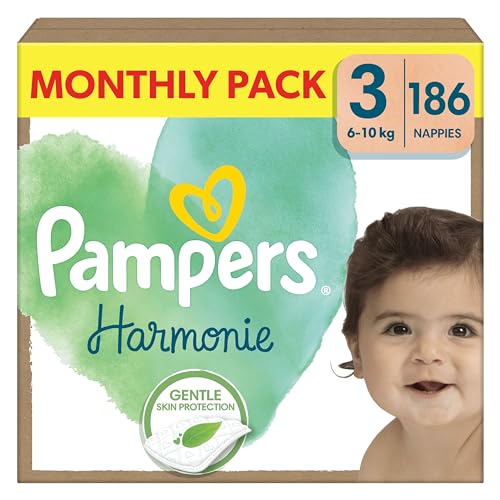 Pampers Harmonie Nappies Size 3, 6kg-10kg, 186 Nappies