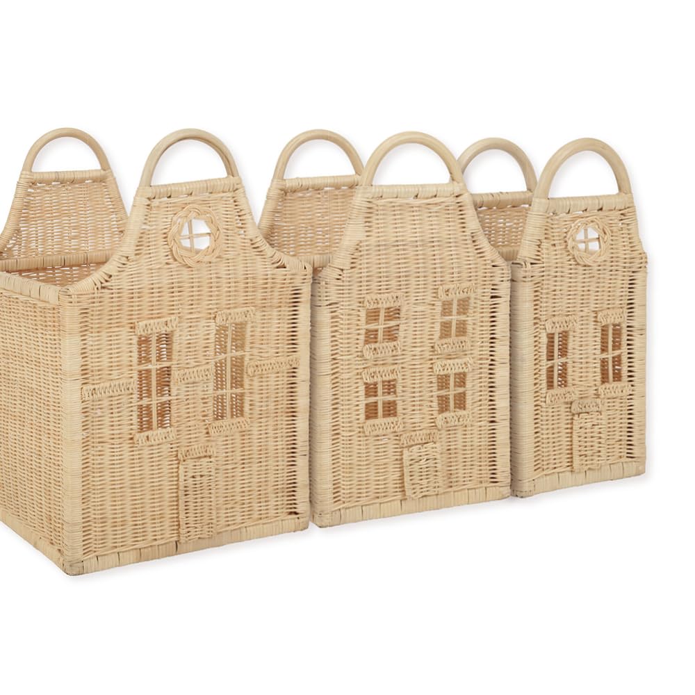 CuddleCo House Storage Baskets - Set of 3 - Natural