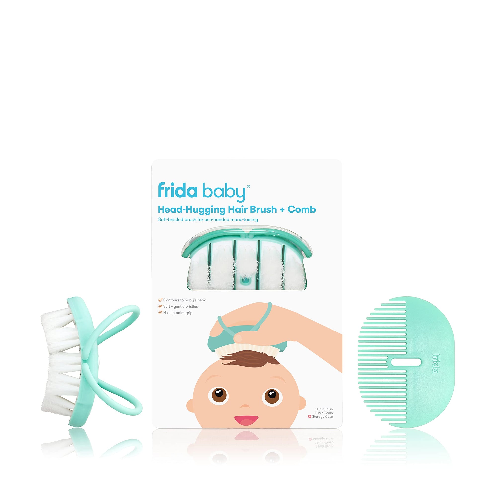 Frida Baby Head-Hugging Hairbrush and Comb Set and Storage Case