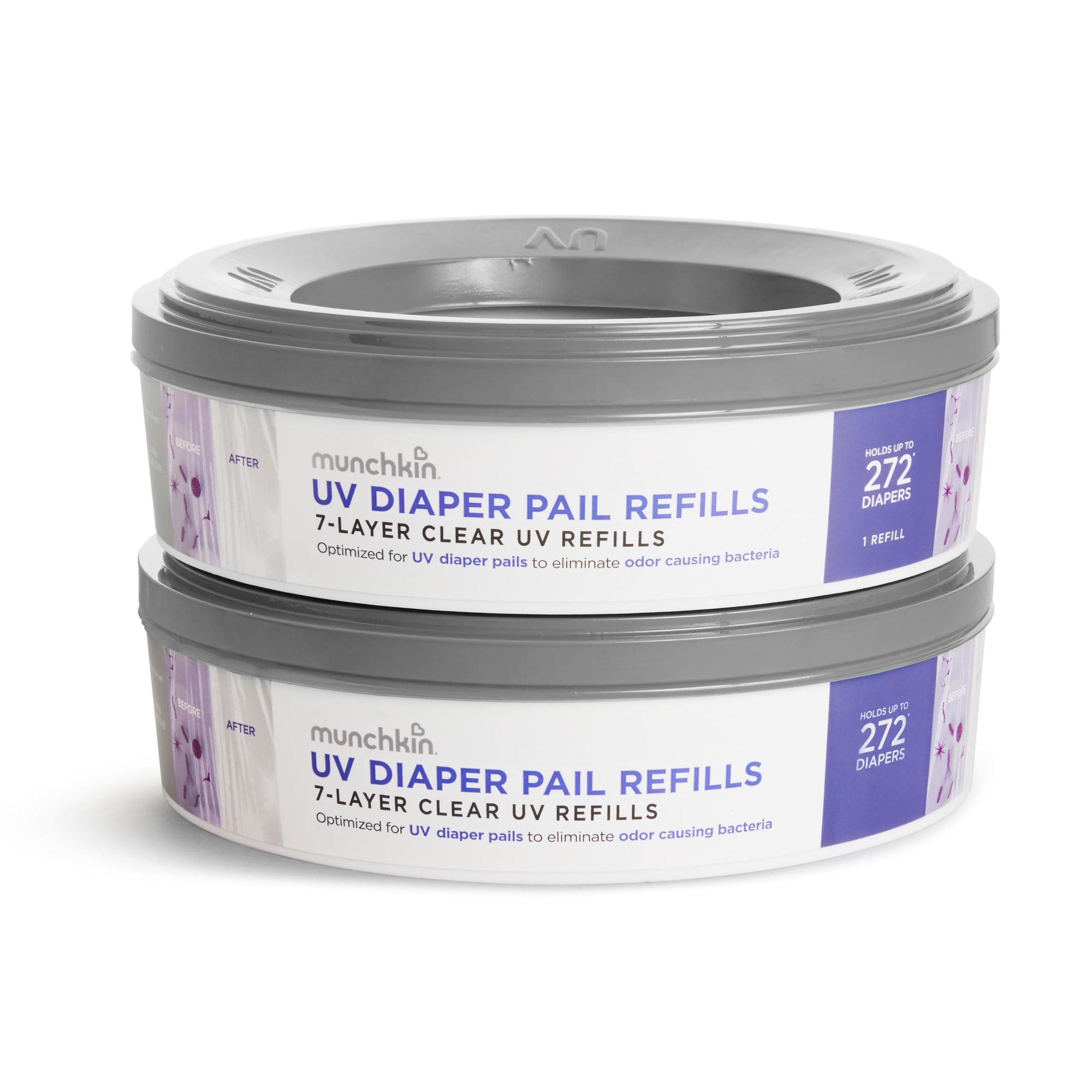 Munchkin UV Diaper Pail Refill Rings, 544 Count, 2 Pack
