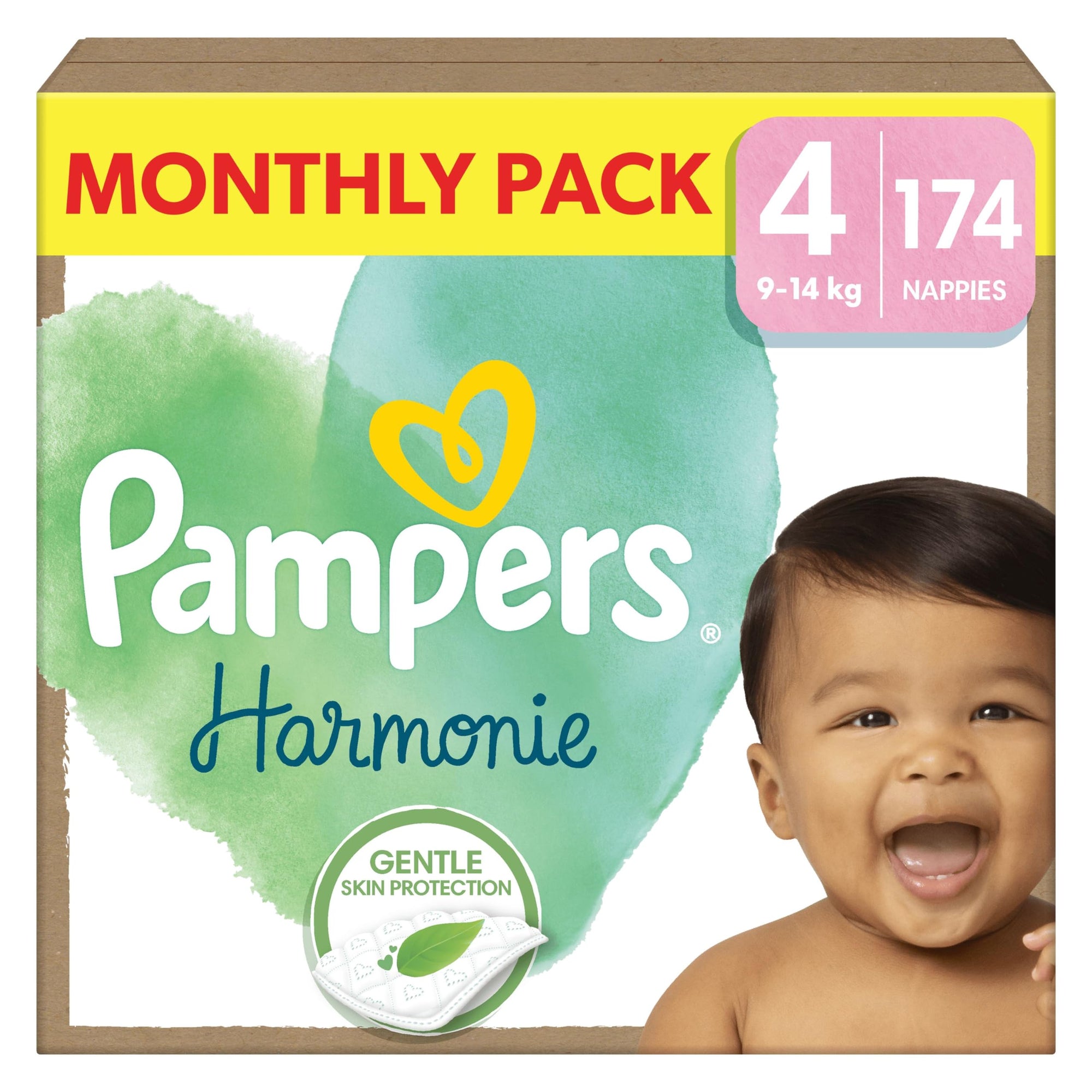 Pampers Harmonie Nappies Size 4, 9kg-14kg, 174 Nappies