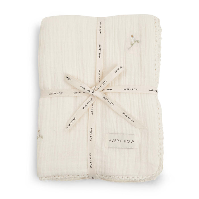 Avery Row Embroidered Muslin Blanket