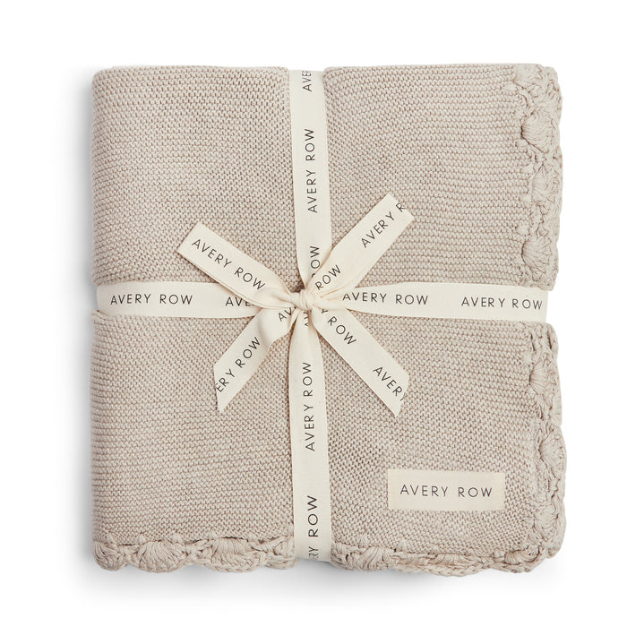 Avery Row Scallop Knit Blanket - Stone