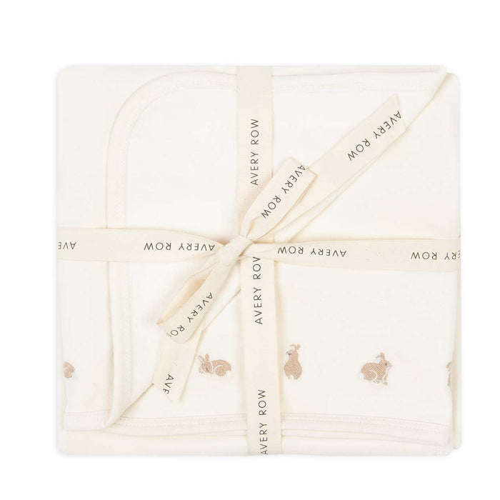 Avery Row Embroidered Fleece Blanket - Bunnies