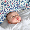 Etta Loves XL BLUE LEOPARD MUSLIN - for 5+ month old babies