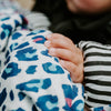 Etta Loves XL BLUE LEOPARD MUSLIN - for 5+ month old babies