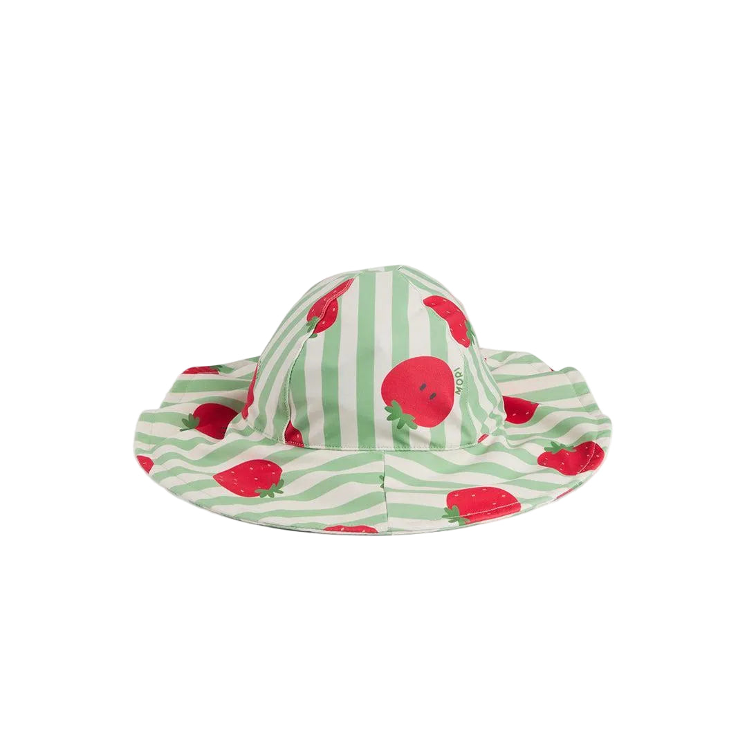 MORI Floppy Sun Safe Swim Hat - Strawberry & Green Stripe