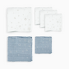 Mori Pre-Washed Mixed Muslins 6 Pack - Dusk Blue