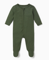 MORI Ribbed Clever Sleepsuit - Ribbed Pine 0-3m