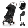 CYBEX Coya Compact Stroller + Cloud T Travel System - Sepia Black / Rose Gold / With Base [AWIN] [Natural Baby Shower Ltd]