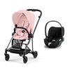 CYBEX Mios + Cloud T Travel System - Peach Pink - Matt Black / Lux / No Base [AWIN] [Natural Baby Shower Ltd]