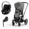 CYBEX Priam Cloud T Travel System - Mirage Grey - Chrome Black / None / Cloud T + Base [AWIN] [Natural Baby Shower Ltd]