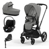 CYBEX Priam Cloud T Travel System - Mirage Grey - Chrome Black / None / Cloud T + Base [AWIN] [Natural Baby Shower Ltd]