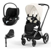 CYBEX Priam Cloud T Travel System - Off White - Chrome Black / None / Cloud T + Base [AWIN] [Natural Baby Shower Ltd]