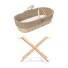 The Little Green Sheep Natural Knitted Moses Basket, Mattress & Stand