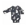 Merino Kids Cocooi Long Sleeve Kimono  Bodysuit - Bear Print - Dark Slate - Dark Slate / 3-6m [AWIN] [Natural Baby Shower Ltd]