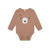 MORI Bear Ribbed Long Sleeve Bodysuit - Bear + Brown