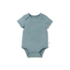 MORI Ribbed Short Sleeve Bodysuit - Blue - Blue / 9-12m [AWIN] [Natural Baby Shower Ltd]