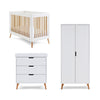 Obaby Maya Mini 3 Piece Room Set - White + Natural - Moisture Management Mattress [AWIN] [Natural Baby Shower Ltd]