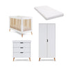 Obaby Maya Mini 3 Piece Room Set - White + Natural - Moisture Management Mattress [AWIN] [Natural Baby Shower Ltd]