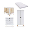 Obaby Maya Mini 3 Piece Room Set - White + Natural - Pocket Sprung Mattress [AWIN] [Natural Baby Shower Ltd]