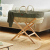 The Little Green Sheep Natural Quilted Moses Basket, Mattress & Stand