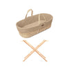 The Little Green Sheep Natural Quilted Moses Basket, Mattress & Stand