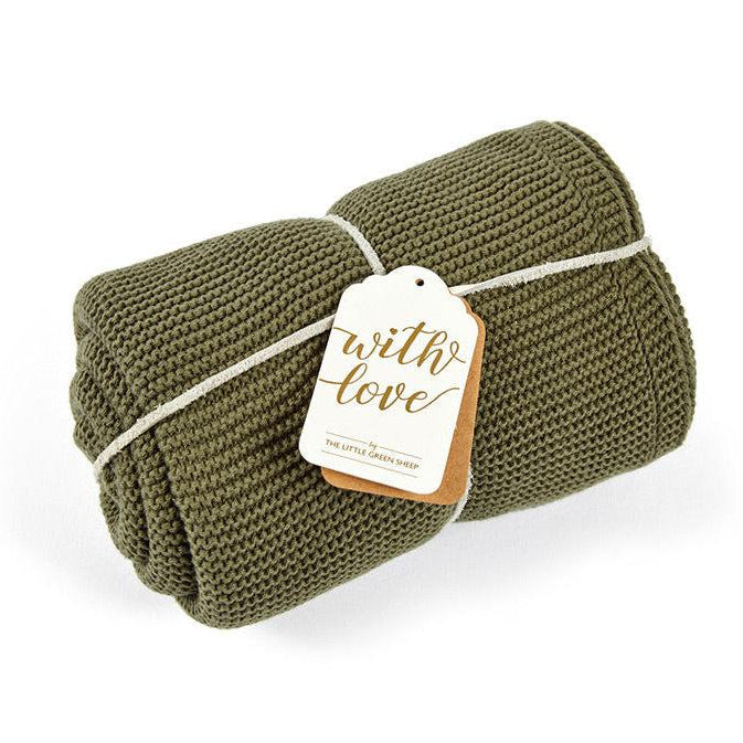 The Little Green Sheep Organic Knitted Cellular Baby Blanket