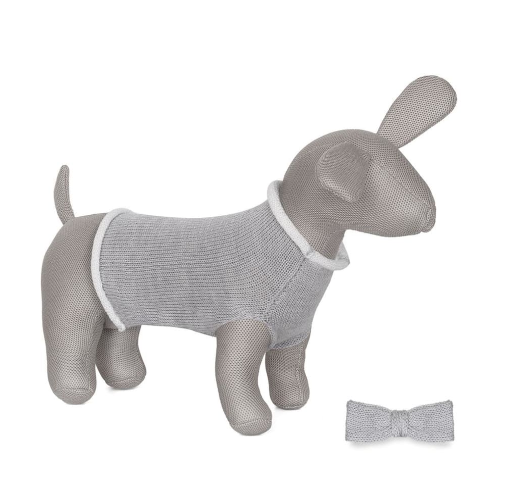 Anitas House Merino Dog Bow Grey Doggy Jumper