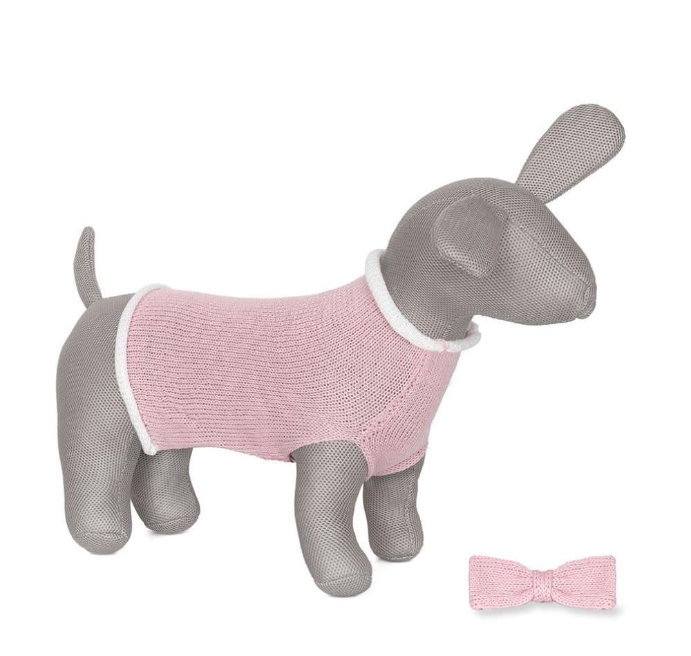 Anitas House Merino Dog Bow Soft Pink Doggy Jumper