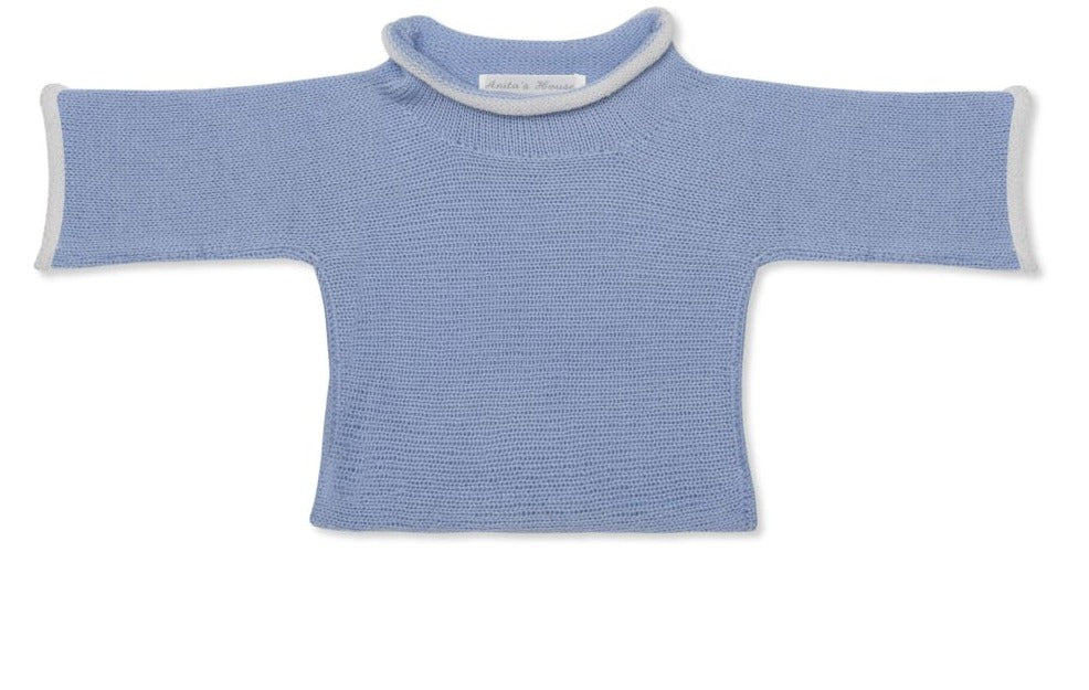 Anitas House Merino Jumper 0-6M / Pale Blue Baby Clothing