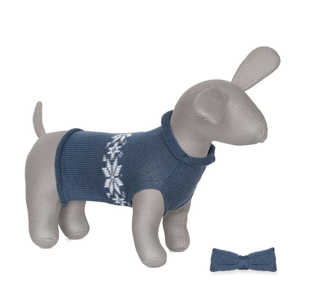 Anitas House Merino Snowflake Dog Jumper Denim Blue Doggy