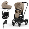 CYBEX Priam Cloud T Travel System - Cozy Beige/Black - Chrome Brown / Lux / Cloud T [AWIN] [Natural Baby Shower Ltd]