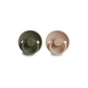 FRIGG Rope Latex Pacifier - 2 Pack - Croissant - Olive - Croissant/Olive / 0-6m [AWIN] [Natural Baby Shower Ltd]